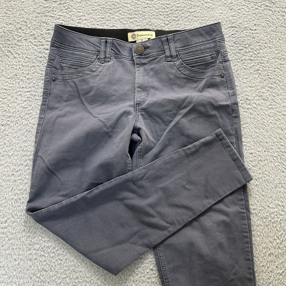 Democracy Jeans Women 8 Gray Ab Technology Tapered Leg Mid Rise Stretch